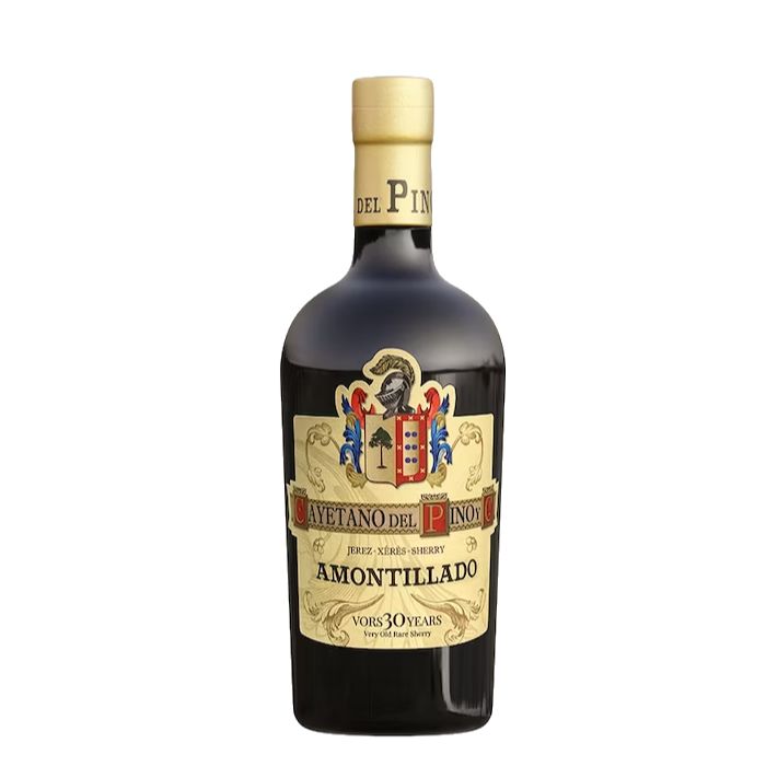 Amontillado VORS Cayetano del Pino 50 CL, de Bodegas Cayetano del Pino & Cia, con Certificación de Vejez por el Consejo Regulador de la D.O. como VORS (Más de 30 años de vejez).